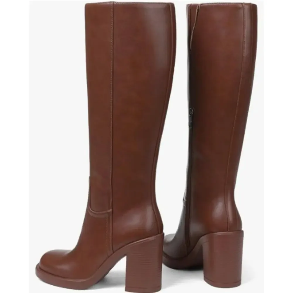 Bw. MSRP $62 NWOB UACLLCAU BROWN WIDE CALF SQUARE TOE PLATFORM BOOTS ♡SIZE 8.5♡